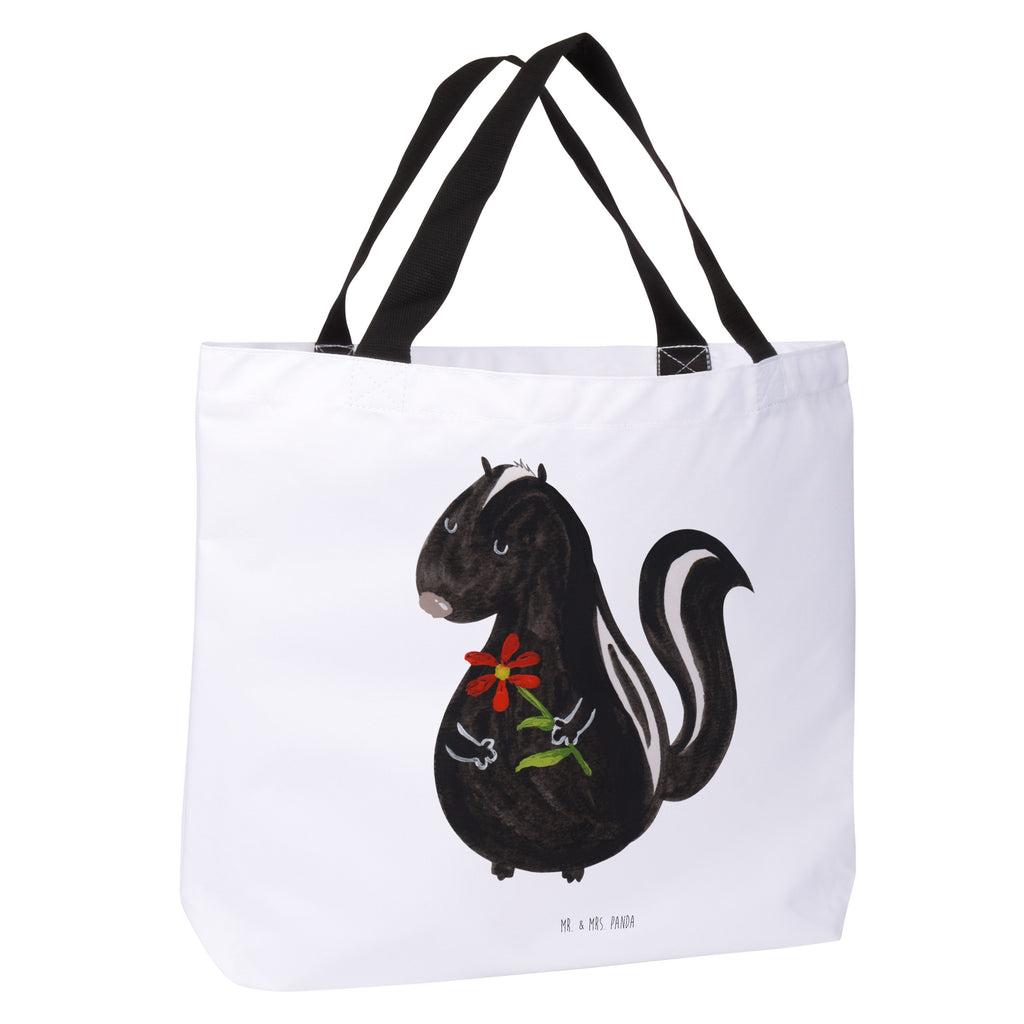 Shopper Stinktier Blume Beutel, Einkaufstasche, Tasche, Strandtasche, Einkaufsbeutel, Shopper, Schultasche, Freizeittasche, Tragebeutel, Schulbeutel, Alltagstasche, Stinktier, Skunk, Wildtier, Raubtier, Stinker, Stinki, Tagträumer, verträumt, Dreams, Träume