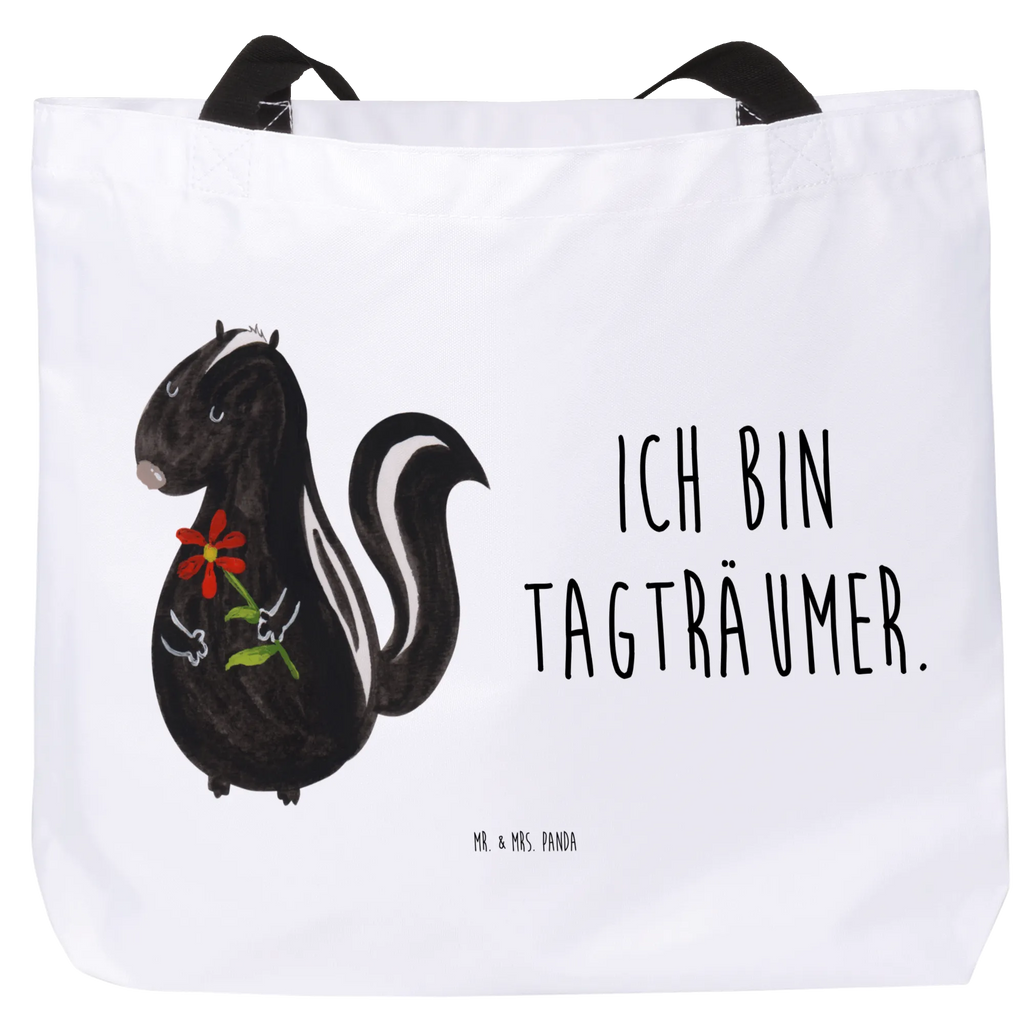 Shopper Stinktier Blume Beutel, Einkaufstasche, Tasche, Strandtasche, Einkaufsbeutel, Shopper, Schultasche, Freizeittasche, Tragebeutel, Schulbeutel, Alltagstasche, Stinktier, Skunk, Wildtier, Raubtier, Stinker, Stinki, Tagträumer, verträumt, Dreams, Träume