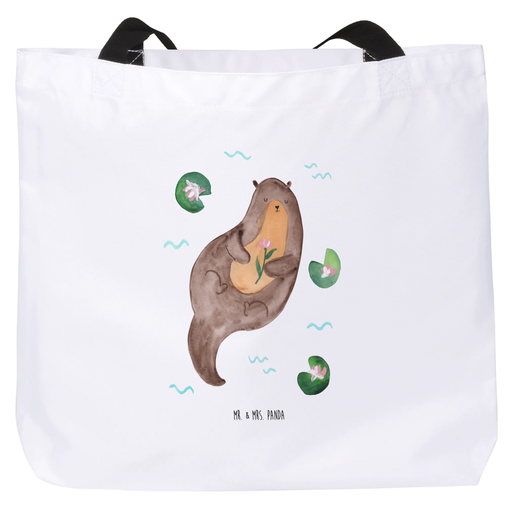 Shopper Otter Seerose Beutel, Einkaufstasche, Tasche, Strandtasche, Einkaufsbeutel, Shopper, Schultasche, Freizeittasche, Tragebeutel, Schulbeutel, Alltagstasche, Otter, Fischotter, Seeotter, Otter Seeotter See Otter