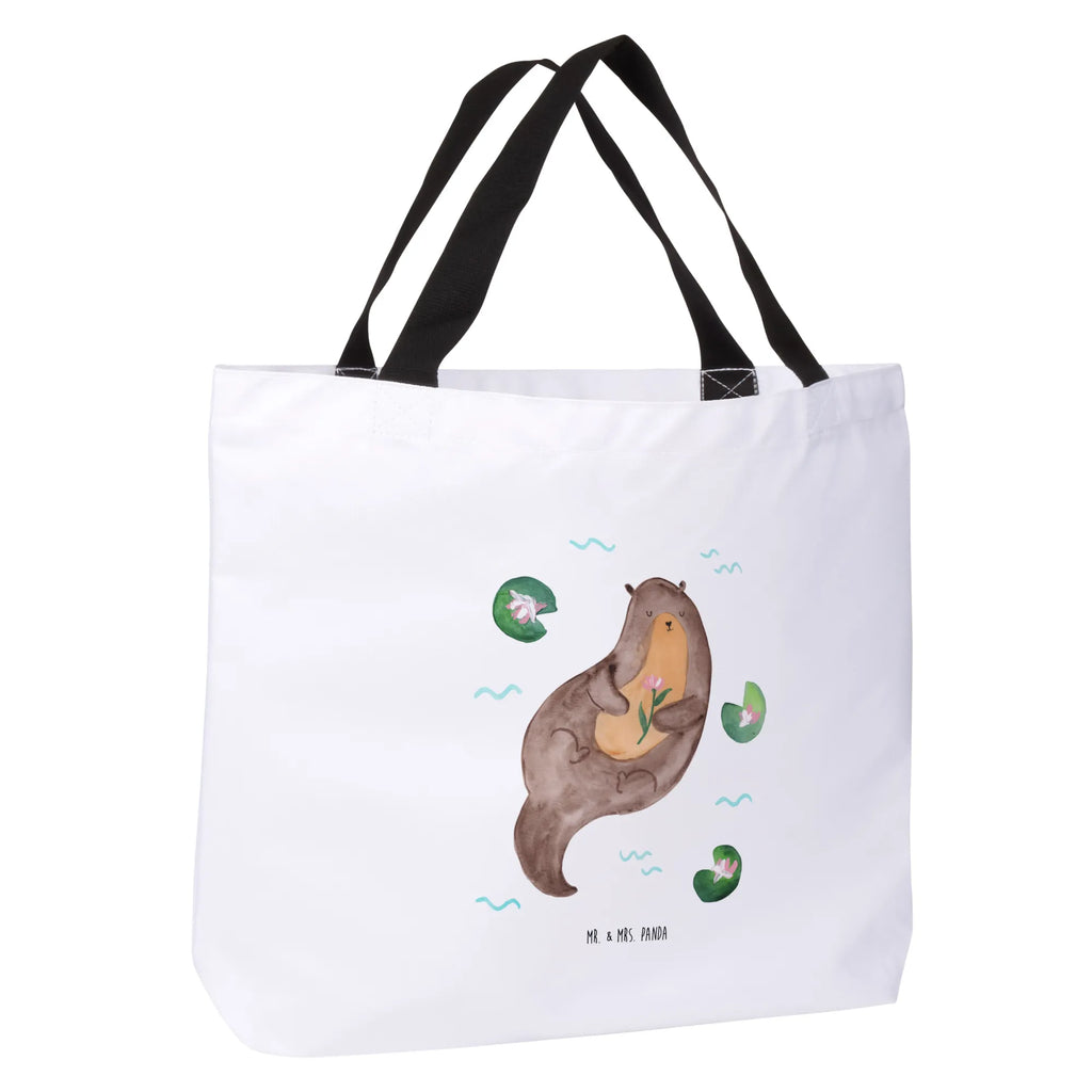 Shopper Otter Seerose Beutel, Einkaufstasche, Tasche, Strandtasche, Einkaufsbeutel, Shopper, Schultasche, Freizeittasche, Tragebeutel, Schulbeutel, Alltagstasche, Otter, Fischotter, Seeotter, Otter Seeotter See Otter