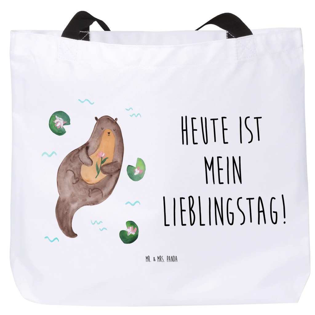 Shopper Otter Seerose Beutel, Einkaufstasche, Tasche, Strandtasche, Einkaufsbeutel, Shopper, Schultasche, Freizeittasche, Tragebeutel, Schulbeutel, Alltagstasche, Otter, Fischotter, Seeotter, Otter Seeotter See Otter