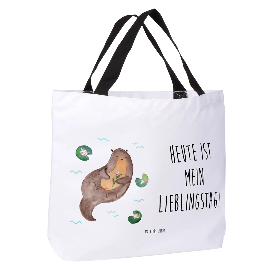 Shopper Otter Seerose Beutel, Einkaufstasche, Tasche, Strandtasche, Einkaufsbeutel, Shopper, Schultasche, Freizeittasche, Tragebeutel, Schulbeutel, Alltagstasche, Otter, Fischotter, Seeotter, Otter Seeotter See Otter