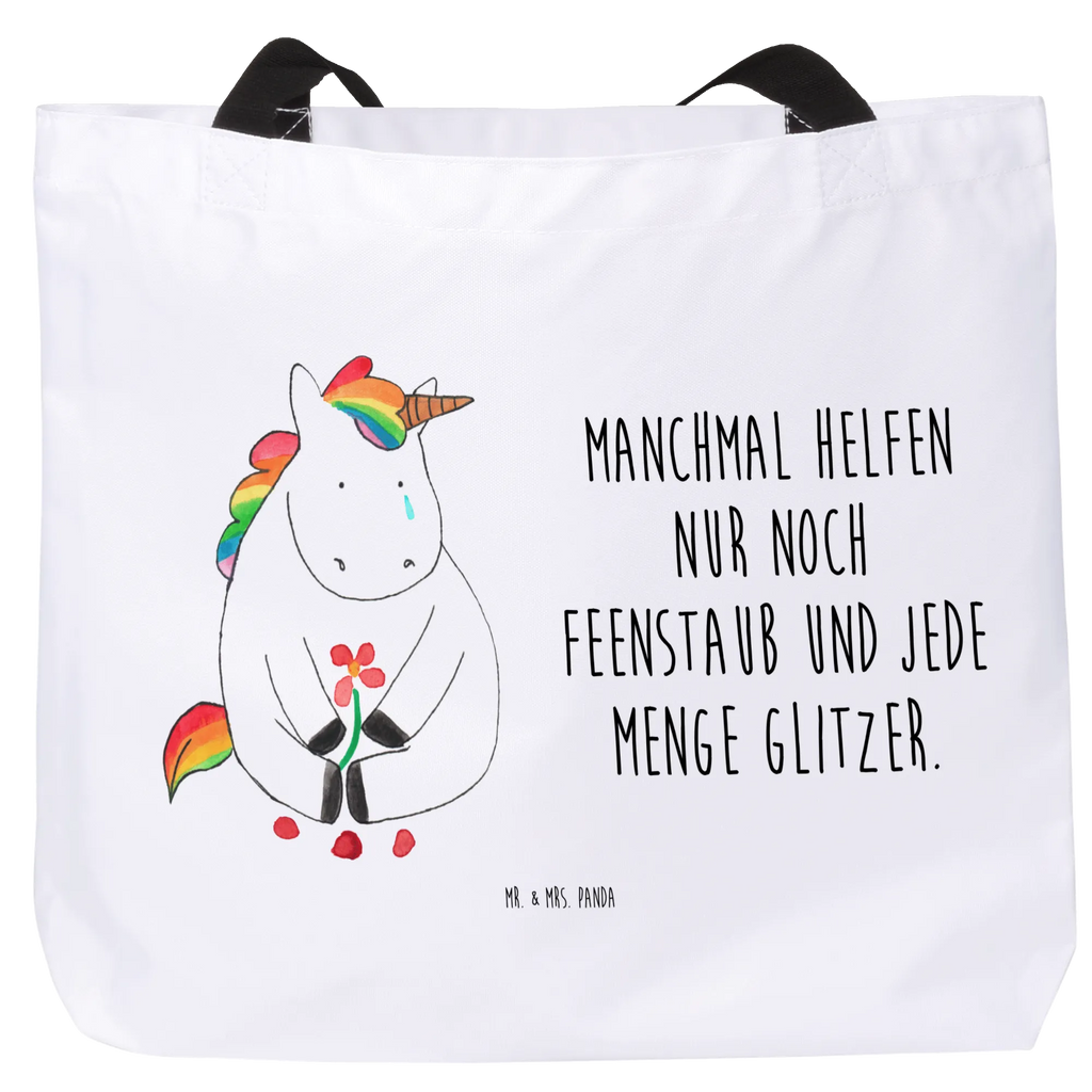 Shopper Einhorn Traurig Beutel, Einkaufstasche, Tasche, Strandtasche, Einkaufsbeutel, Shopper, Schultasche, Freizeittasche, Tragebeutel, Schulbeutel, Alltagstasche, Einhorn, Einhörner, Einhorn Deko, Pegasus, Unicorn, Glitzer, Trösten. Freundschaft, Freunde, Liebe, Trauer, Grußkarte, Blume