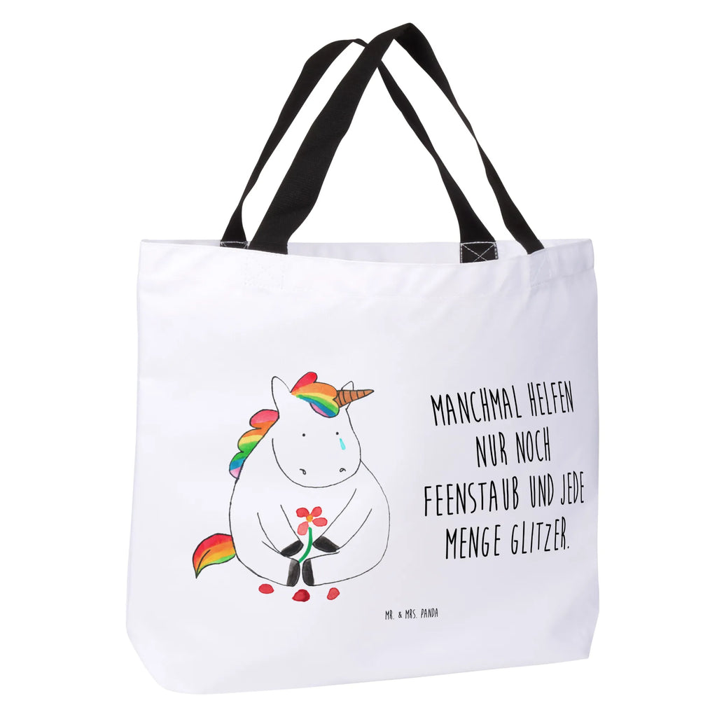 Shopper Einhorn Traurig Beutel, Einkaufstasche, Tasche, Strandtasche, Einkaufsbeutel, Shopper, Schultasche, Freizeittasche, Tragebeutel, Schulbeutel, Alltagstasche, Einhorn, Einhörner, Einhorn Deko, Pegasus, Unicorn, Glitzer, Trösten. Freundschaft, Freunde, Liebe, Trauer, Grußkarte, Blume