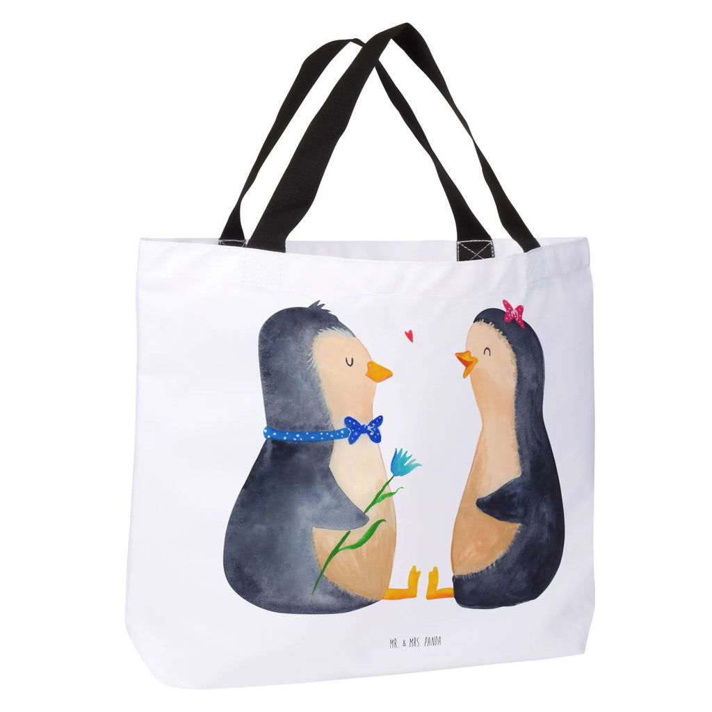 Shopper Pinguin Pärchen Beutel, Einkaufstasche, Tasche, Strandtasche, Einkaufsbeutel, Shopper, Schultasche, Freizeittasche, Tragebeutel, Schulbeutel, Alltagstasche, Pinguin, Pinguine, Liebe, Liebespaar, Liebesbeweis, Liebesgeschenk, Verlobung, Jahrestag, Hochzeitstag, Hochzeit, Hochzeitsgeschenk, große Liebe, Traumpaar