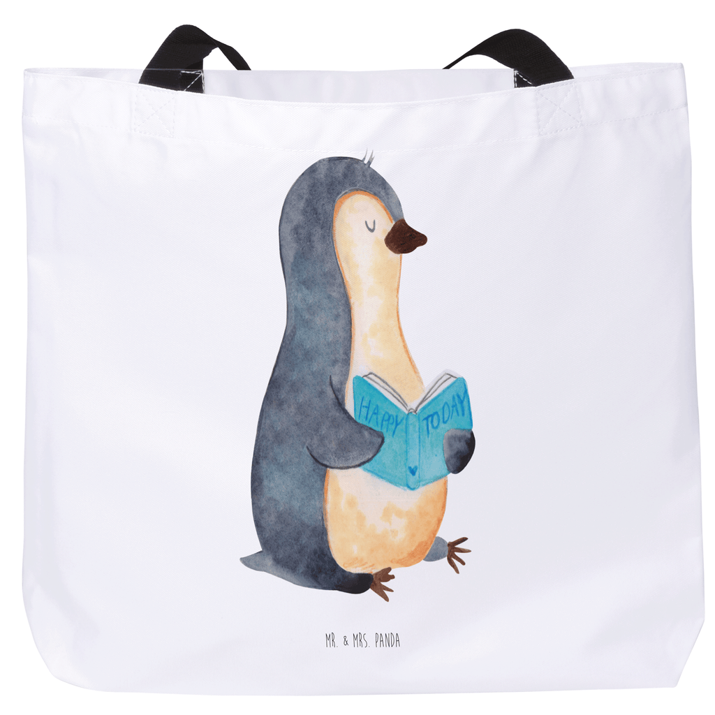 Shopper Pinguin Buch Beutel, Einkaufstasche, Tasche, Strandtasche, Einkaufsbeutel, Shopper, Schultasche, Freizeittasche, Tragebeutel, Schulbeutel, Alltagstasche, Pinguin, Pinguine, Buch, Lesen, Bücherwurm, Nichtstun, Faulenzen, Ferien, Urlaub, Freizeit