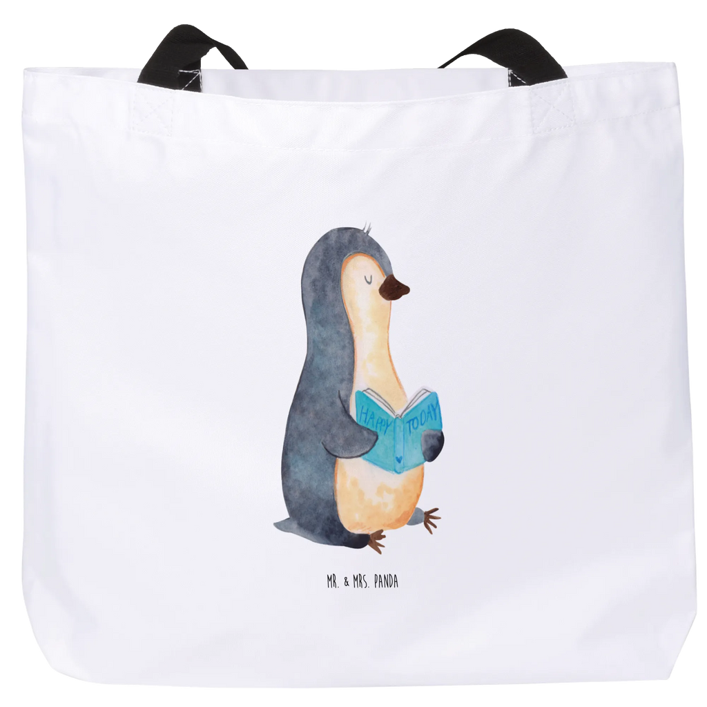 Shopper Pinguin Buch Beutel, Einkaufstasche, Tasche, Strandtasche, Einkaufsbeutel, Shopper, Schultasche, Freizeittasche, Tragebeutel, Schulbeutel, Alltagstasche, Pinguin, Pinguine, Buch, Lesen, Bücherwurm, Nichtstun, Faulenzen, Ferien, Urlaub, Freizeit