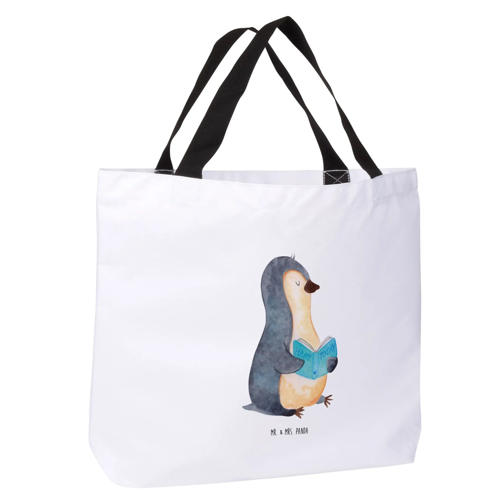 Shopper Pinguin Buch Beutel, Einkaufstasche, Tasche, Strandtasche, Einkaufsbeutel, Shopper, Schultasche, Freizeittasche, Tragebeutel, Schulbeutel, Alltagstasche, Pinguin, Pinguine, Buch, Lesen, Bücherwurm, Nichtstun, Faulenzen, Ferien, Urlaub, Freizeit