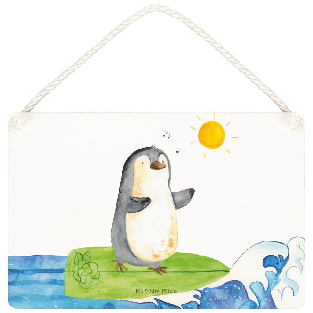 Deko Schild Pinguin Surfer Dekoschild, Deko Schild, Schild, Tür Schild, Türschild, Holzschild, Wandschild, Wanddeko, Pinguin, Pinguine, surfen, Surfer, Hawaii, Urlaub, Wellen, Wellen reiten, Portugal