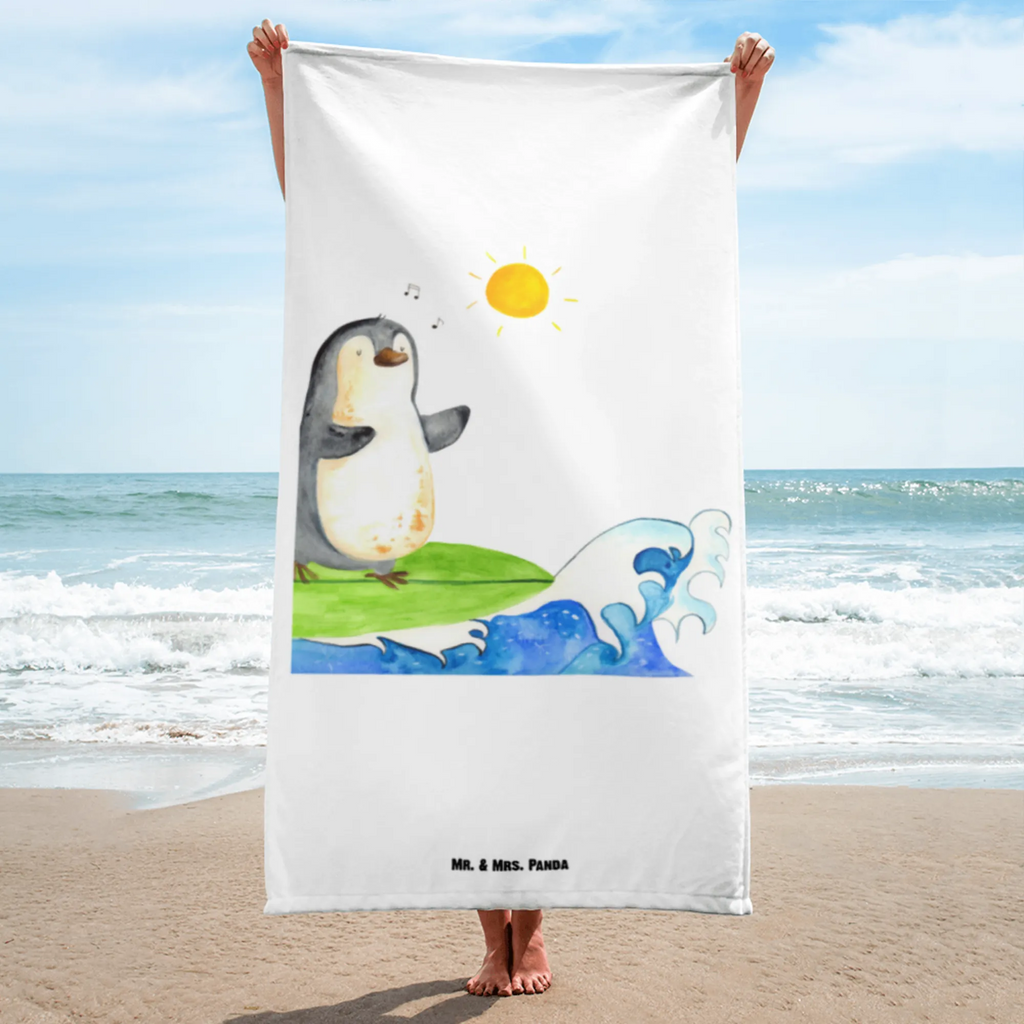 XL Badehandtuch Pinguin Surfer Handtuch, Badetuch, Duschtuch, Strandtuch, Saunatuch, Pinguin, Pinguine, surfen, Surfer, Hawaii, Urlaub, Wellen, Wellen reiten, Portugal