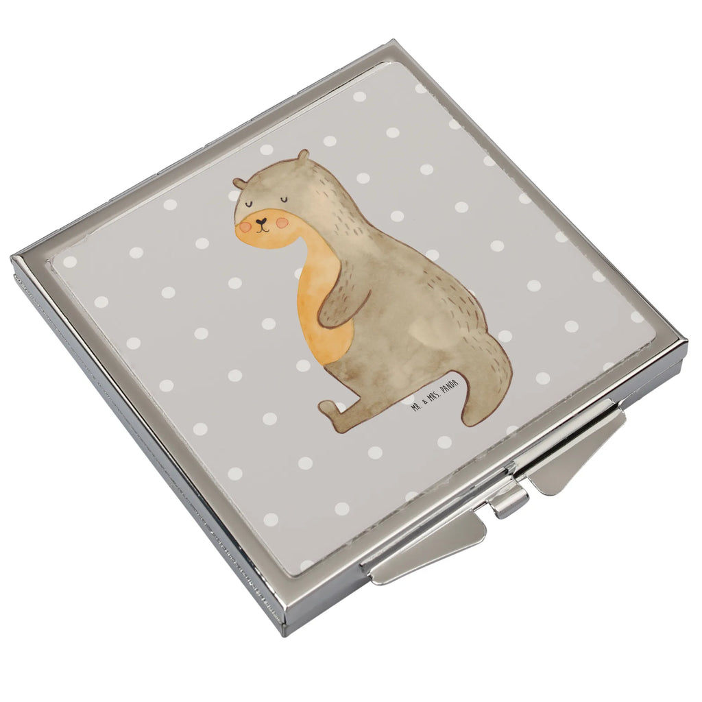 Handtaschenspiegel quadratisch Otter Bauch Spiegel, Handtasche, Quadrat, silber, schminken, Schminkspiegel, Otter, Fischotter, Seeotter, Otter Seeotter See Otter