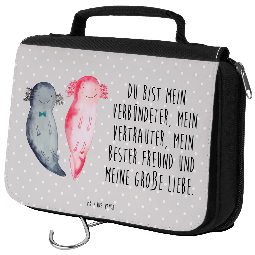 Kulturbeutel Axolotl Freundin Kulturbeutel, Zum Aufhängen, Waschtasche, Kosmetiktasche, Damen, Herren, Aufbewahrungstasche, Schminktasche, Kosmetikbeutel, Organizer, Kulturtasche, Schminkutensil, Axolotl, Molch, Axolot, Schwanzlurch, Lurch, Lurche, Liebe, große Liebe, Liebesbeweis, Freund, Verlobter, Ehemann, Jahrestag, Valentinstag