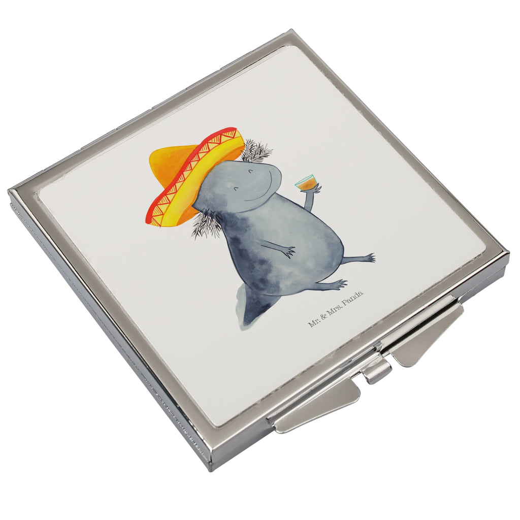 Handtaschenspiegel quadratisch Axolotl Tequila Spiegel, Handtasche, Quadrat, silber, schminken, Schminkspiegel, Axolotl, Molch, Mexico, Mexiko, Sombrero, Zitrone, Tequila, Motivation, Spruch, Schwanzlurch, Lurch, Lurche, Axolot, Feuerdrache, Feuersalamander