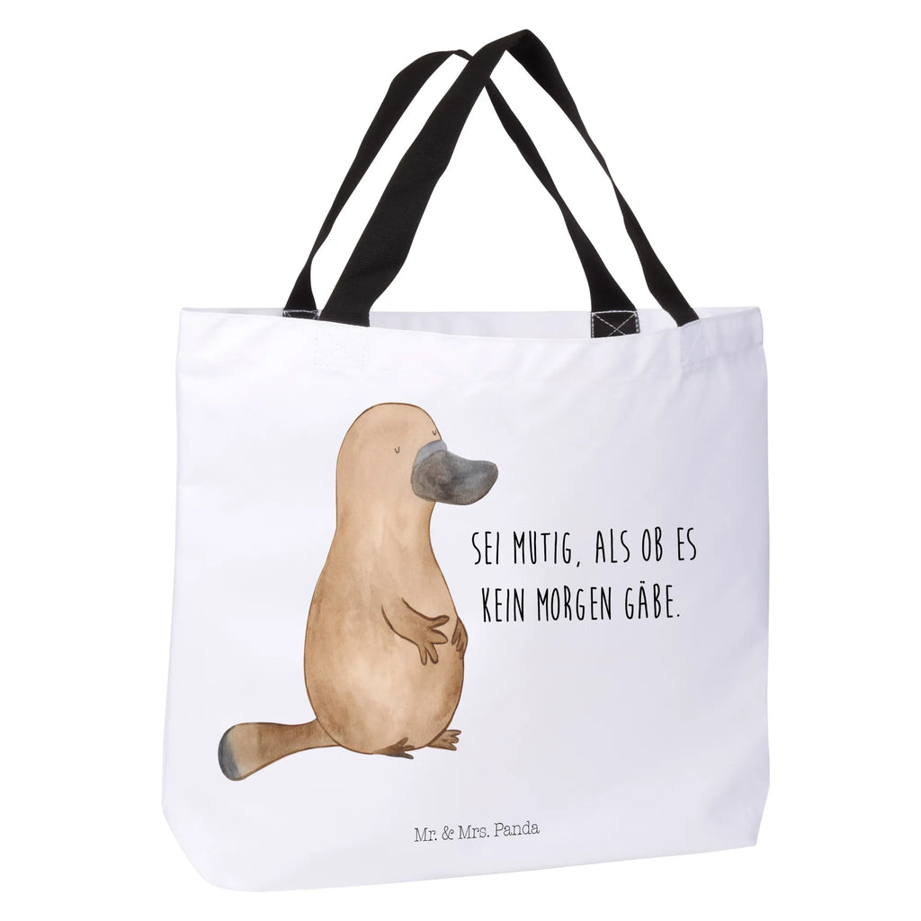 Shopper Schnabeltier Mut Beutel, Einkaufstasche, Tasche, Strandtasche, Einkaufsbeutel, Shopper, Schultasche, Freizeittasche, Tragebeutel, Schulbeutel, Alltagstasche, Meerestiere, Meer, Urlaub, Schnabeltier, Mut, mutig, Lebensweisheit, Schnabeltiere, Motivation, Training, Büro, Arbeit, Neuanfang, Neustart, Weltreise, Raodtrip