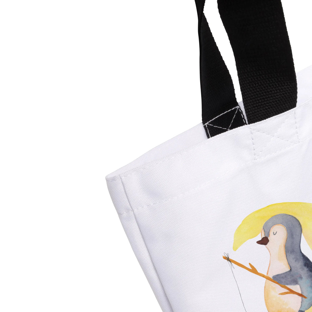 Shopper Pinguin Mond Beutel, Einkaufstasche, Tasche, Strandtasche, Einkaufsbeutel, Shopper, Schultasche, Freizeittasche, Tragebeutel, Schulbeutel, Alltagstasche, Pinguin, Pinguine, Spruch, schlafen, Nachtruhe, Einschlafen, Schlafzimmer, Schlafstörungen, Gästezimmer