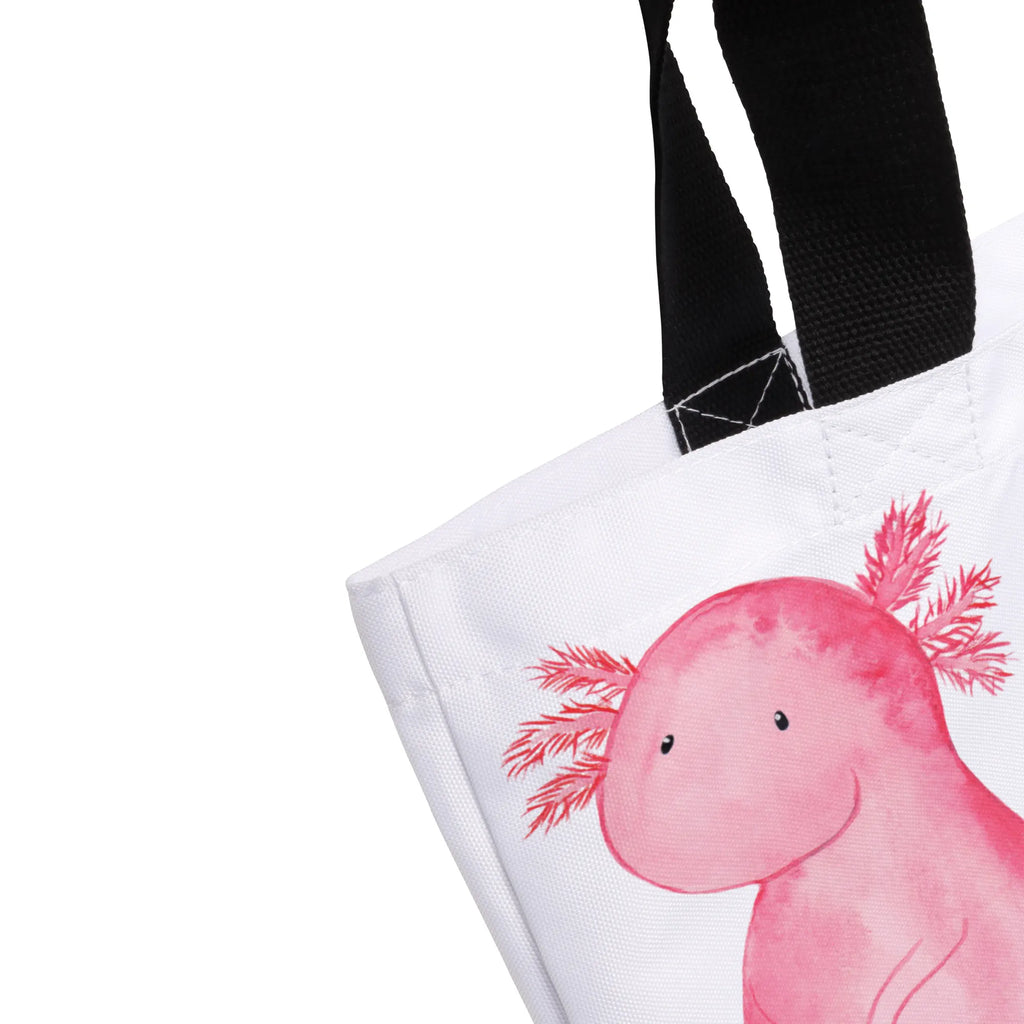 Shopper Axolotl null Beutel, Einkaufstasche, Tasche, Strandtasche, Einkaufsbeutel, Shopper, Schultasche, Freizeittasche, Tragebeutel, Schulbeutel, Alltagstasche, Axolotl, Molch, Axolot, vergnügt, fröhlich, zufrieden, Lebensstil, Weisheit, Lebensweisheit, Liebe, Freundin