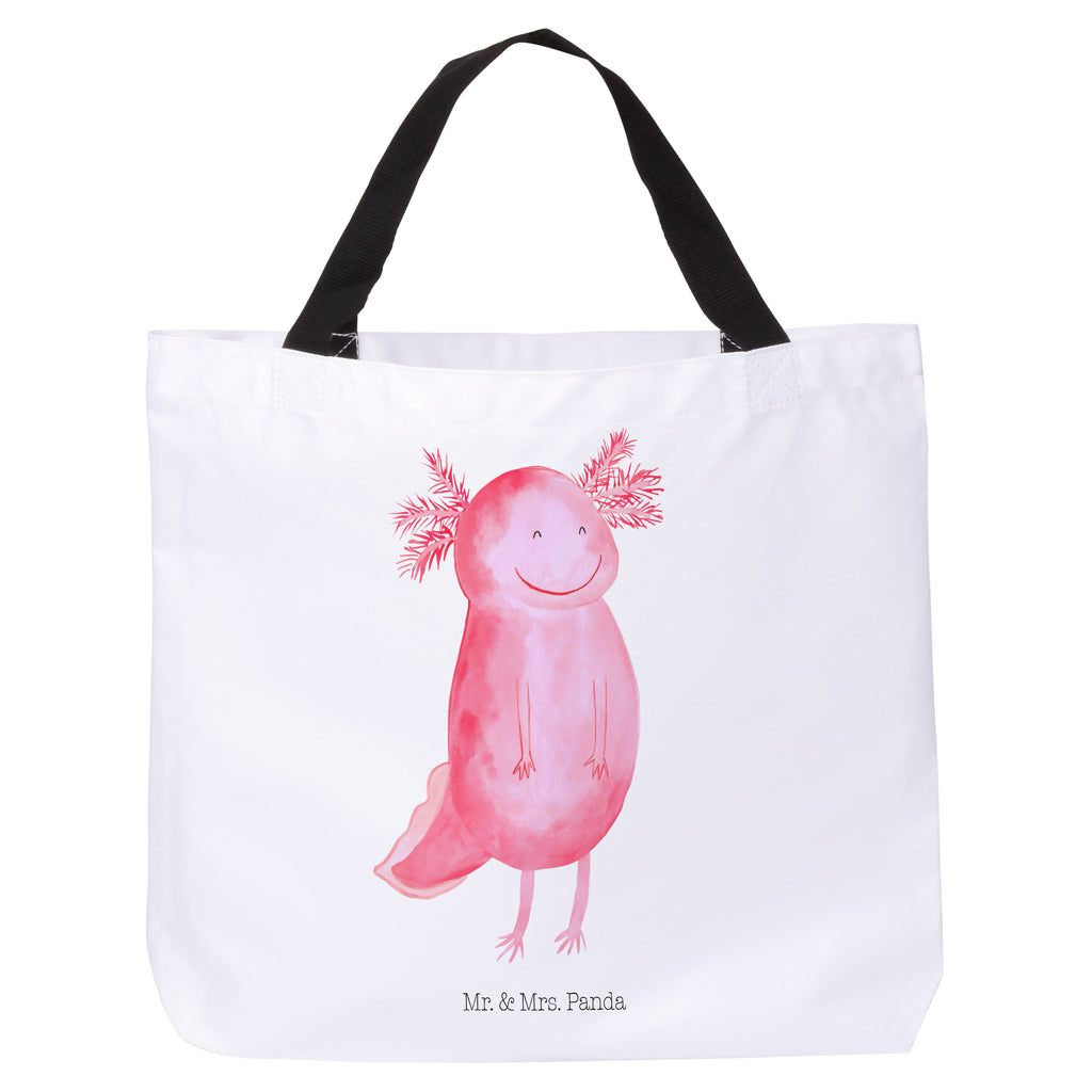 Shopper Axolotl Glücklich Beutel, Einkaufstasche, Tasche, Strandtasche, Einkaufsbeutel, Shopper, Schultasche, Freizeittasche, Tragebeutel, Schulbeutel, Alltagstasche, Axolotl, Molch, Axolot, Schwanzlurch, Lurch, Lurche, Motivation, gute Laune