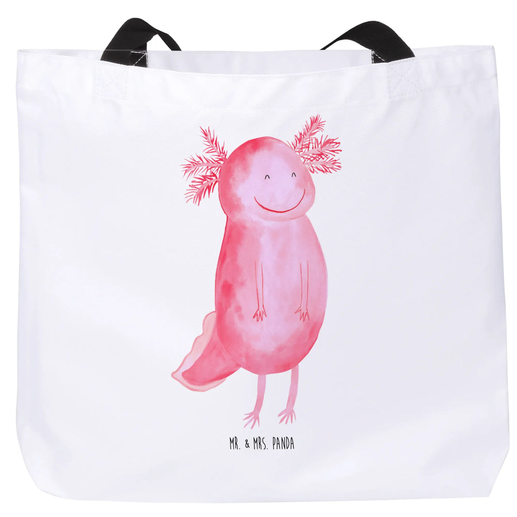 Shopper Axolotl Glücklich Beutel, Einkaufstasche, Tasche, Strandtasche, Einkaufsbeutel, Shopper, Schultasche, Freizeittasche, Tragebeutel, Schulbeutel, Alltagstasche, Axolotl, Molch, Axolot, Schwanzlurch, Lurch, Lurche, Motivation, gute Laune