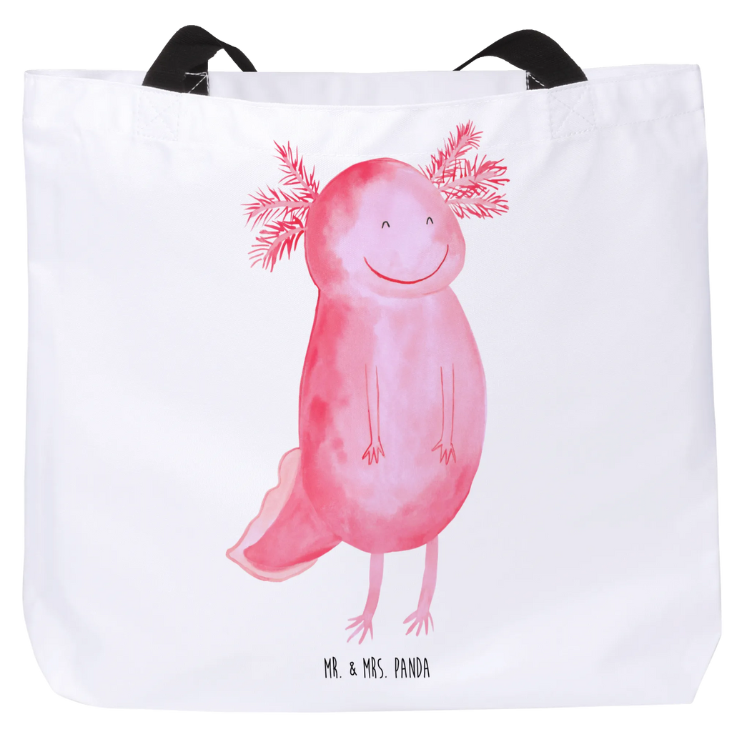 Shopper Axolotl Glücklich Beutel, Einkaufstasche, Tasche, Strandtasche, Einkaufsbeutel, Shopper, Schultasche, Freizeittasche, Tragebeutel, Schulbeutel, Alltagstasche, Axolotl, Molch, Axolot, Schwanzlurch, Lurch, Lurche, Motivation, gute Laune