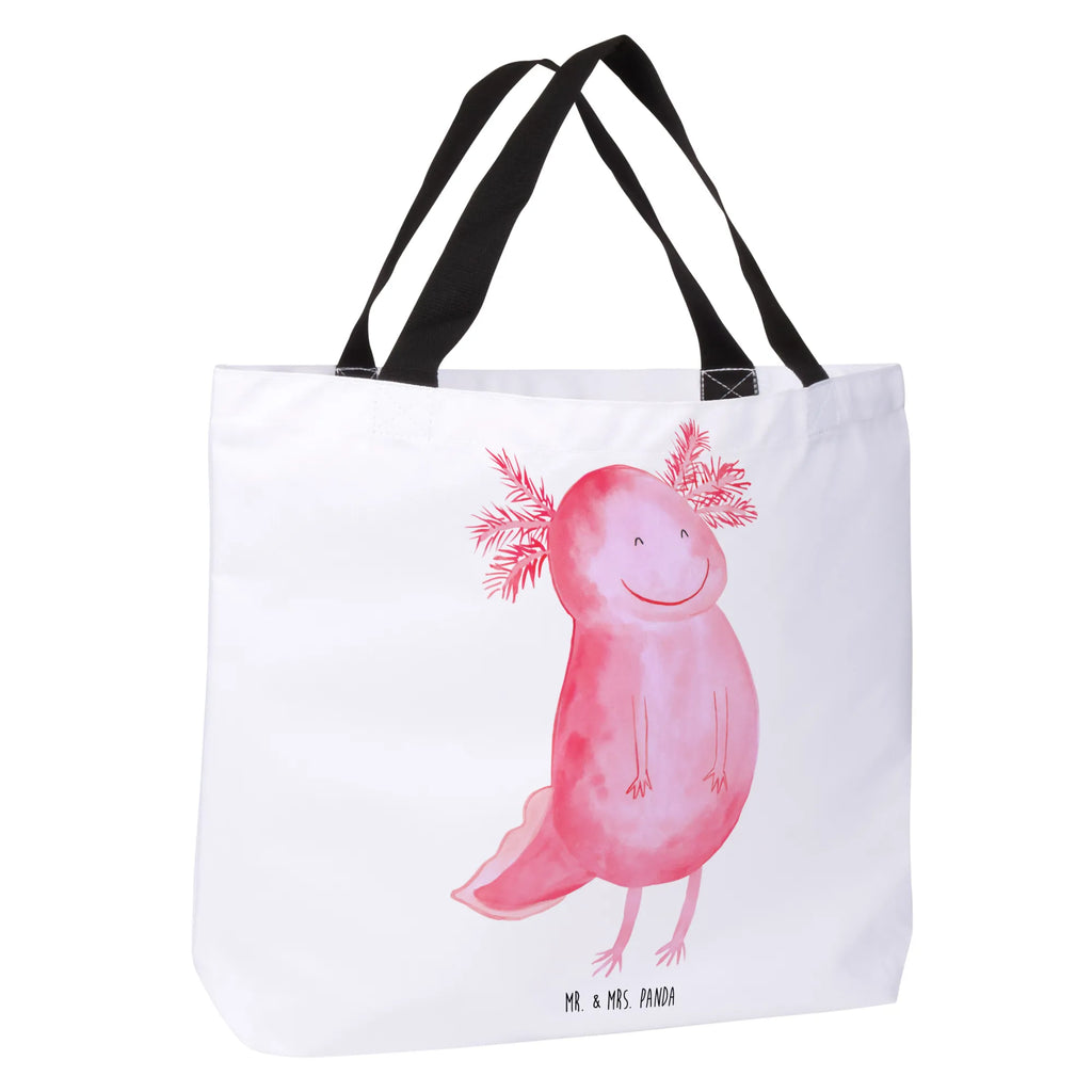 Shopper Axolotl Glücklich Beutel, Einkaufstasche, Tasche, Strandtasche, Einkaufsbeutel, Shopper, Schultasche, Freizeittasche, Tragebeutel, Schulbeutel, Alltagstasche, Axolotl, Molch, Axolot, Schwanzlurch, Lurch, Lurche, Motivation, gute Laune