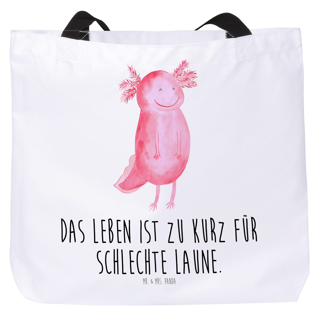 Shopper Axolotl Glücklich Beutel, Einkaufstasche, Tasche, Strandtasche, Einkaufsbeutel, Shopper, Schultasche, Freizeittasche, Tragebeutel, Schulbeutel, Alltagstasche, Axolotl, Molch, Axolot, Schwanzlurch, Lurch, Lurche, Motivation, gute Laune