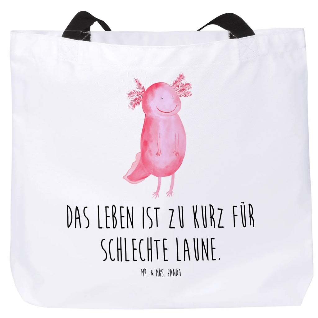 Shopper Axolotl Glücklich Beutel, Einkaufstasche, Tasche, Strandtasche, Einkaufsbeutel, Shopper, Schultasche, Freizeittasche, Tragebeutel, Schulbeutel, Alltagstasche, Axolotl, Molch, Axolot, Schwanzlurch, Lurch, Lurche, Motivation, gute Laune