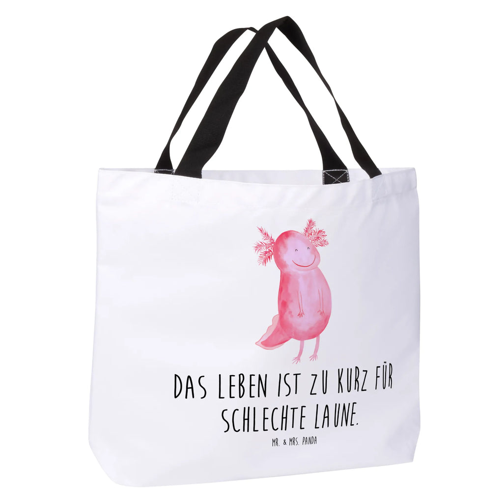 Shopper Axolotl Glücklich Beutel, Einkaufstasche, Tasche, Strandtasche, Einkaufsbeutel, Shopper, Schultasche, Freizeittasche, Tragebeutel, Schulbeutel, Alltagstasche, Axolotl, Molch, Axolot, Schwanzlurch, Lurch, Lurche, Motivation, gute Laune