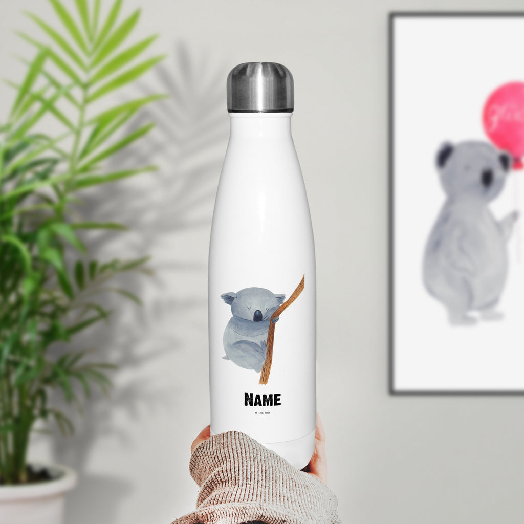 Personalisierte Thermosflasche Koalabär Personalisierte Isolierflasche, Personalisierte Thermoflasche, Personalisierte Trinkflasche, Trinkflasche Mit Namen, Wunschname, Bedrucken, Namensflasche, Tiermotive, Gute Laune, lustige Sprüche, Tiere, Koala, träumen, Traum, schlafen, Schlafzimmer, Traumland, Bär, Koalabär