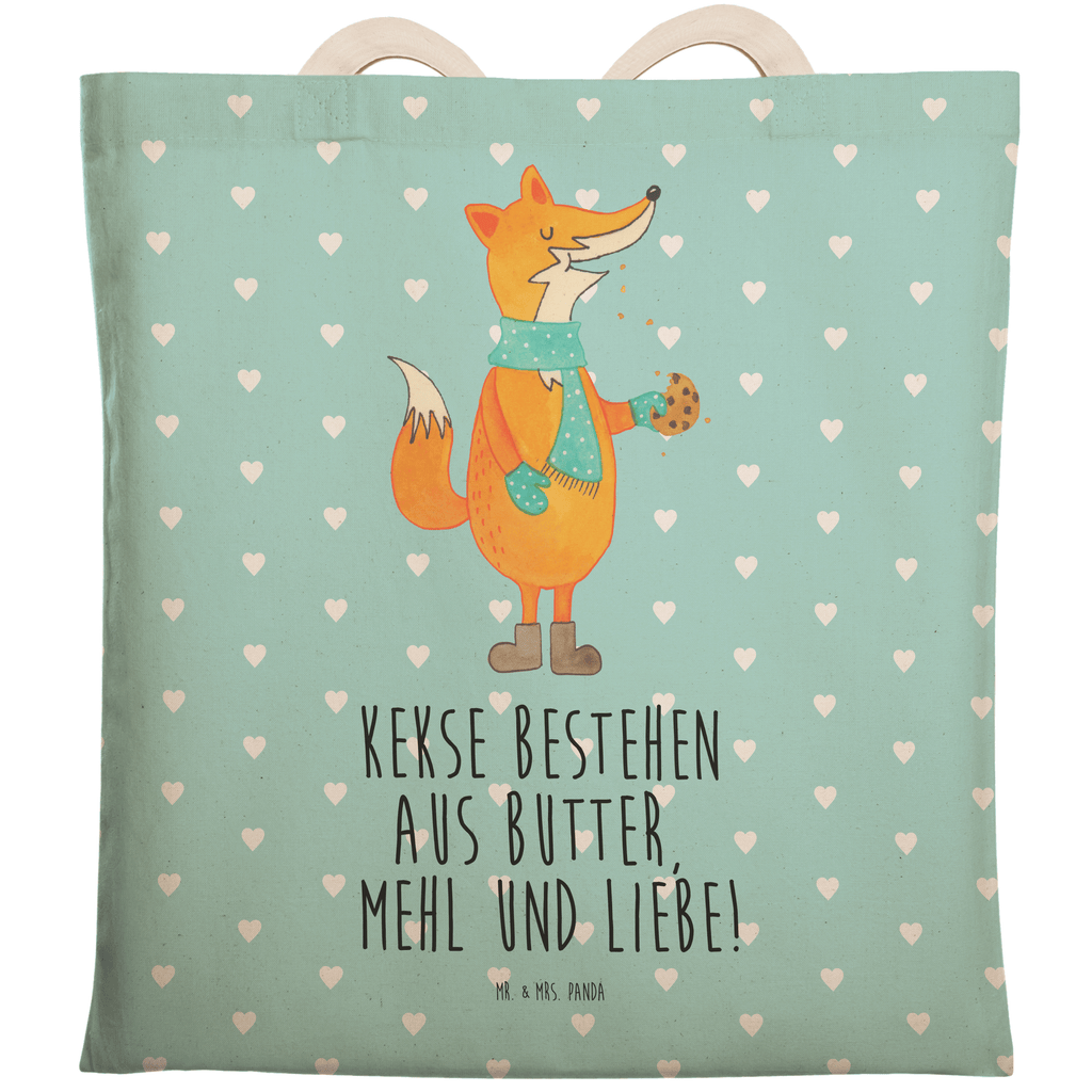 Einkaufstasche Fuchs Keks Tragetasche, Tasche, Beutel, Stofftasche, Baumwolltasche, Umhängetasche, Shopper, Einkaufstasche, Beuteltasche, Fuchs, Füchse, Backen Spruch, Kekse, Winter, Weihnachtszeit, Plätzchen, Liebe, Küche Deko