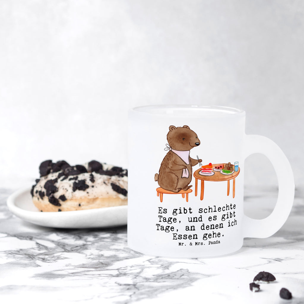 Teetasse Bär Essen gehen Tage Teetasse, Teeglas, Teebecher, Tasse mit Henkel, Tasse, Glas Teetasse, Teetasse aus Glas, Geschenk, Sport, Sportart, Hobby, Schenken, Danke, Dankeschön, Auszeichnung, Gewinn, Sportler, Essen gehen, Essen, Restaurant, Restaurantbesuch