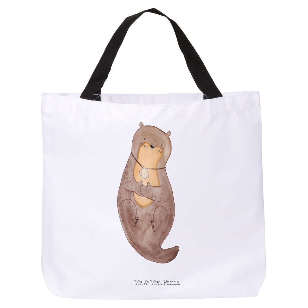 Shopper Otter Muschel Beutel, Einkaufstasche, Tasche, Strandtasche, Einkaufsbeutel, Shopper, Schultasche, Freizeittasche, Tragebeutel, Schulbeutel, Alltagstasche, Otter, Fischotter, Seeotter, Otterliebe, grübeln, träumen, Motivation, Tagträumen, Büro