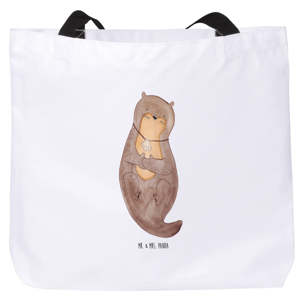 Shopper Otter Muschel Beutel, Einkaufstasche, Tasche, Strandtasche, Einkaufsbeutel, Shopper, Schultasche, Freizeittasche, Tragebeutel, Schulbeutel, Alltagstasche, Otter, Fischotter, Seeotter, Otterliebe, grübeln, träumen, Motivation, Tagträumen, Büro