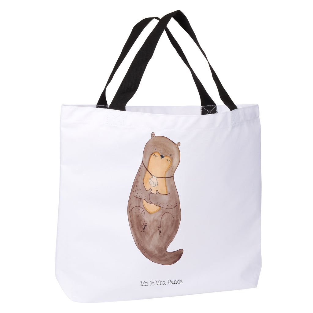 Shopper Otter Muschel Beutel, Einkaufstasche, Tasche, Strandtasche, Einkaufsbeutel, Shopper, Schultasche, Freizeittasche, Tragebeutel, Schulbeutel, Alltagstasche, Otter, Fischotter, Seeotter, Otterliebe, grübeln, träumen, Motivation, Tagträumen, Büro