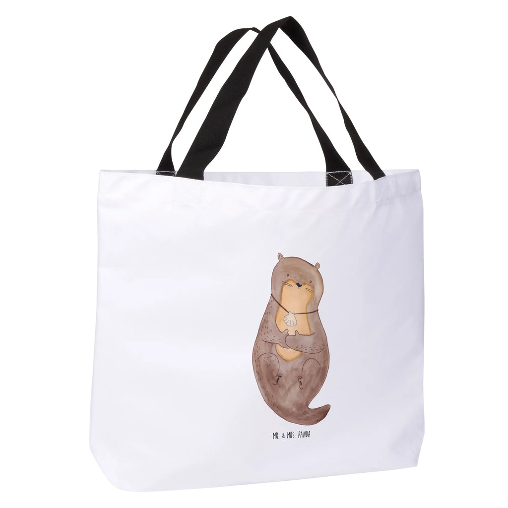 Shopper Otter Muschel Beutel, Einkaufstasche, Tasche, Strandtasche, Einkaufsbeutel, Shopper, Schultasche, Freizeittasche, Tragebeutel, Schulbeutel, Alltagstasche, Otter, Fischotter, Seeotter, Otterliebe, grübeln, träumen, Motivation, Tagträumen, Büro