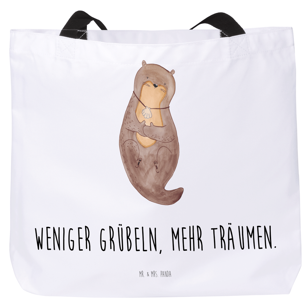 Shopper Otter Muschel Beutel, Einkaufstasche, Tasche, Strandtasche, Einkaufsbeutel, Shopper, Schultasche, Freizeittasche, Tragebeutel, Schulbeutel, Alltagstasche, Otter, Fischotter, Seeotter, Otterliebe, grübeln, träumen, Motivation, Tagträumen, Büro