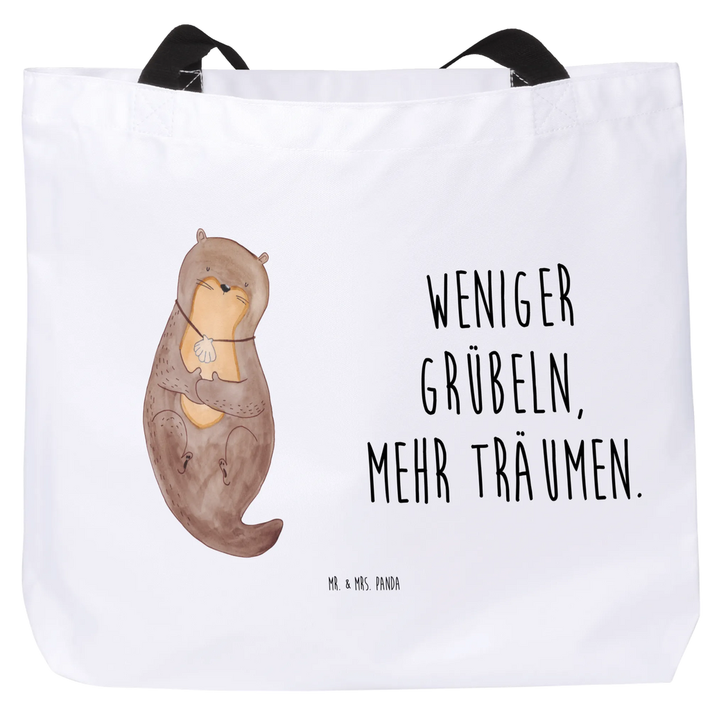 Shopper Otter Muschel Beutel, Einkaufstasche, Tasche, Strandtasche, Einkaufsbeutel, Shopper, Schultasche, Freizeittasche, Tragebeutel, Schulbeutel, Alltagstasche, Otter, Fischotter, Seeotter, Otterliebe, grübeln, träumen, Motivation, Tagträumen, Büro