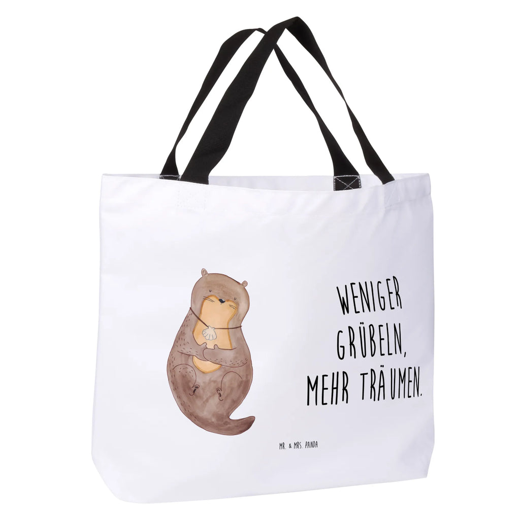 Shopper Otter Muschel Beutel, Einkaufstasche, Tasche, Strandtasche, Einkaufsbeutel, Shopper, Schultasche, Freizeittasche, Tragebeutel, Schulbeutel, Alltagstasche, Otter, Fischotter, Seeotter, Otterliebe, grübeln, träumen, Motivation, Tagträumen, Büro