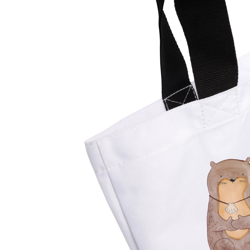 Shopper Otter Muschel Beutel, Einkaufstasche, Tasche, Strandtasche, Einkaufsbeutel, Shopper, Schultasche, Freizeittasche, Tragebeutel, Schulbeutel, Alltagstasche, Otter, Fischotter, Seeotter, Otterliebe, grübeln, träumen, Motivation, Tagträumen, Büro