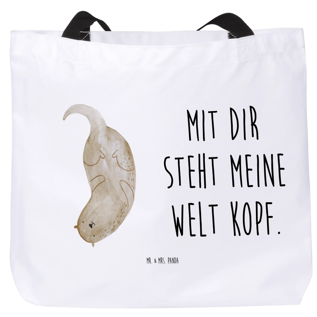 Shopper Otter Kopfüber Beutel, Einkaufstasche, Tasche, Strandtasche, Einkaufsbeutel, Shopper, Schultasche, Freizeittasche, Tragebeutel, Schulbeutel, Alltagstasche, Otter, Fischotter, Seeotter, Otter Seeotter See Otter