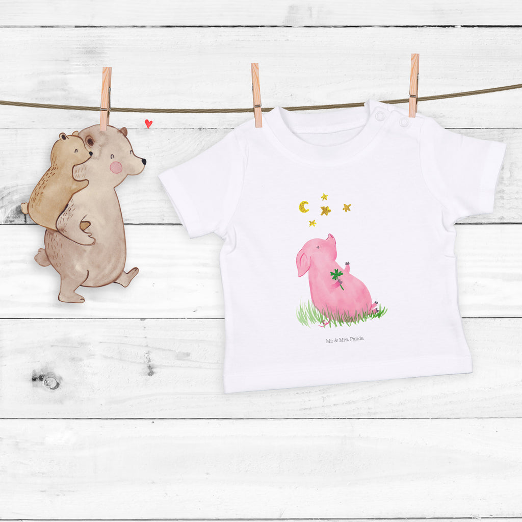 Organic Baby Shirt Schwein Glück Baby T-Shirt, Jungen Baby T-Shirt, Mädchen Baby T-Shirt, Shirt, Tiermotive, Gute Laune, lustige Sprüche, Tiere, Glücksschwein. Glück, Schwein, Schweinchen, Sterne, Sernchen, Ziele, Träume, Motivation, Glücksbringer