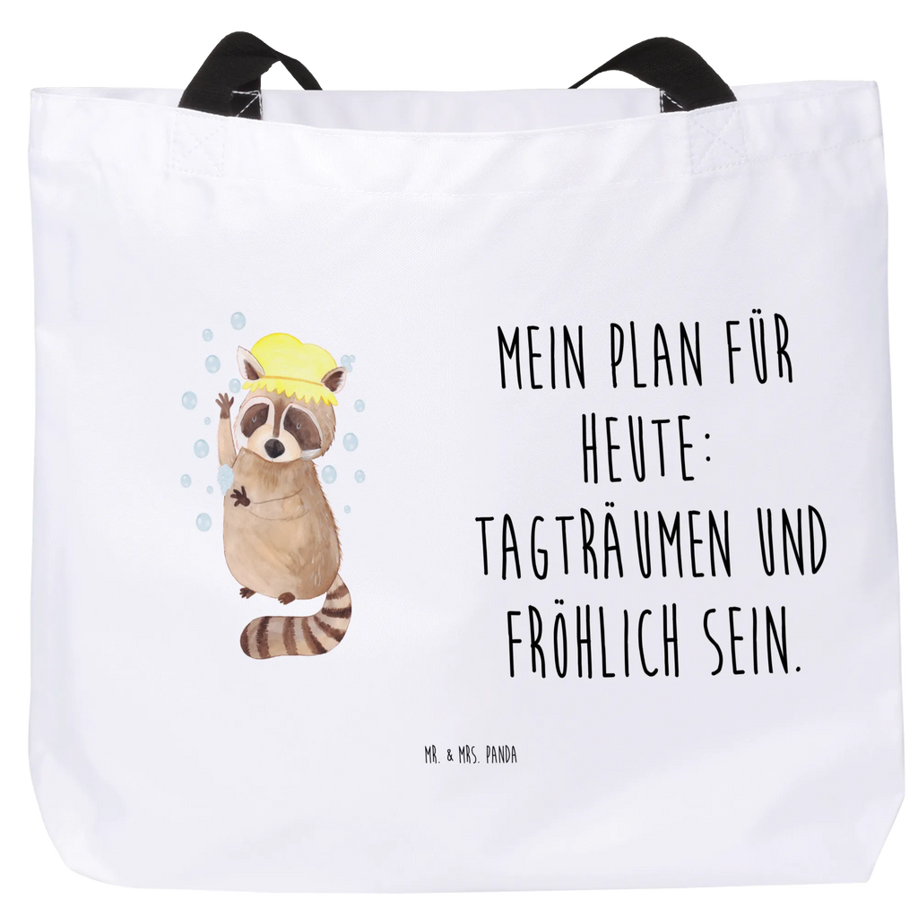 Shopper Waschbär Beutel, Einkaufstasche, Tasche, Strandtasche, Einkaufsbeutel, Shopper, Schultasche, Freizeittasche, Tragebeutel, Schulbeutel, Alltagstasche, Tiermotive, Gute Laune, lustige Sprüche, Tiere, Waschbär, Tagträumen, Plan, Fröhlich, waschen, Seifenblasen