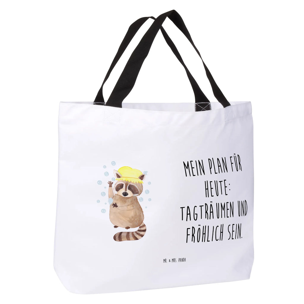 Shopper Waschbär Beutel, Einkaufstasche, Tasche, Strandtasche, Einkaufsbeutel, Shopper, Schultasche, Freizeittasche, Tragebeutel, Schulbeutel, Alltagstasche, Tiermotive, Gute Laune, lustige Sprüche, Tiere, Waschbär, Tagträumen, Plan, Fröhlich, waschen, Seifenblasen