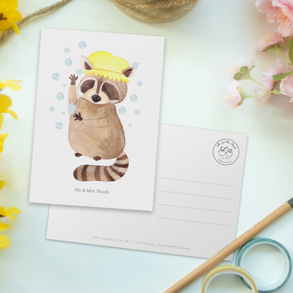 Postkarte Waschbär Postkarte, Karte, Geschenkkarte, Grußkarte, Einladung, Ansichtskarte, Geburtstagskarte, Einladungskarte, Dankeskarte, Ansichtskarten, Einladung Geburtstag, Einladungskarten Geburtstag, Tiermotive, Gute Laune, lustige Sprüche, Tiere, Waschbär, Tagträumen, Plan, Fröhlich, waschen, Seifenblasen