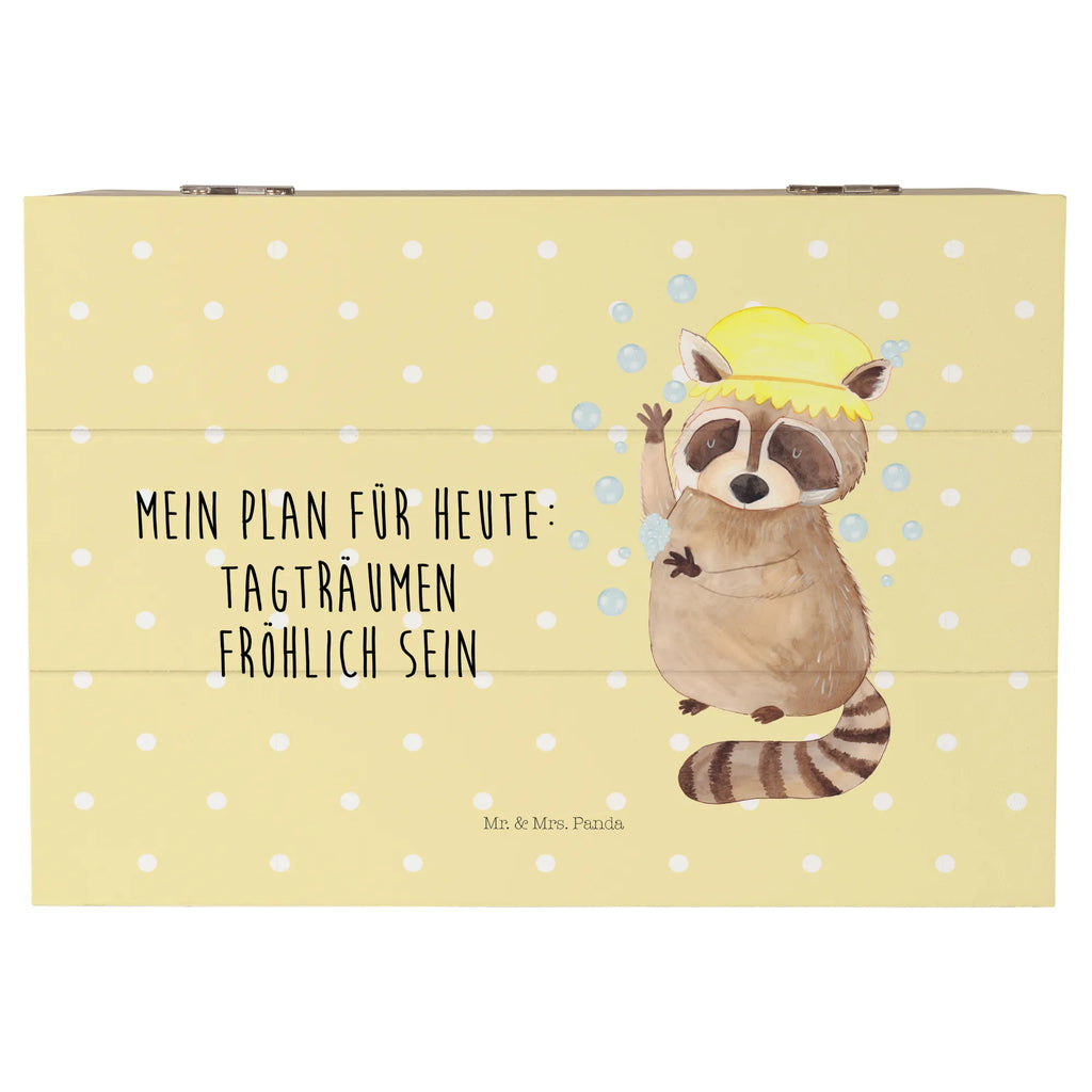 Holzkiste Waschbär Holzkiste, Kiste, Schatzkiste, Truhe, Schatulle, XXL, Erinnerungsbox, Erinnerungskiste, Dekokiste, Aufbewahrungsbox, Geschenkbox, Geschenkdose, Tiermotive, Gute Laune, lustige Sprüche, Tiere, Waschbär, Tagträumen, Plan, Fröhlich, waschen, Seifenblasen