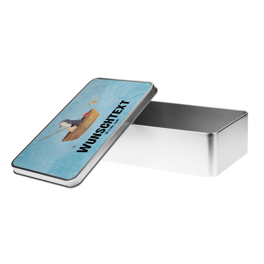 Personalisierte Metalldose Pinguin Angelboot Personalisierte Metalldose, Dose mit Namen, Namensdose, Kiste mit Namen, Namenskiste, Pinguin, Pinguine, Angeln, Boot, Angelboot, Lebenslust, Leben, genießen, Motivation, Neustart, Neuanfang, Trennung, Scheidung, Geschenkidee Liebeskummer