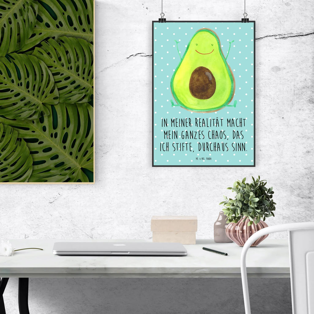 Poster Avocado Glücklich Poster, Wandposter, Bild, Wanddeko, Küchenposter, Kinderposter, Wanddeko Bild, Raumdekoration, Wanddekoration, Handgemaltes Poster, Mr. & Mrs. Panda Poster, Designposter, Kunstdruck, Posterdruck, Avocado, Veggie, Vegan, Gesund, Chaos