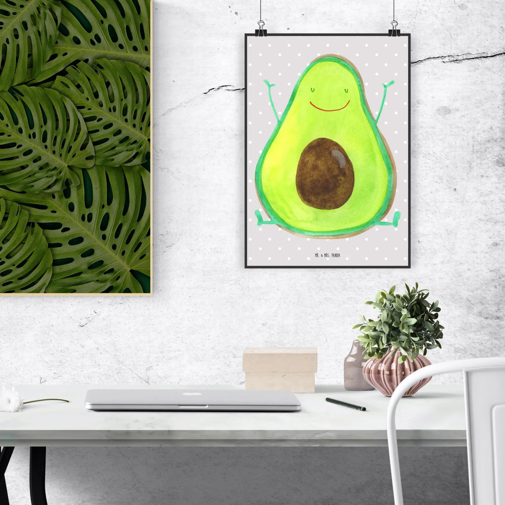 Poster Avocado Glücklich Poster, Wandposter, Bild, Wanddeko, Küchenposter, Kinderposter, Wanddeko Bild, Raumdekoration, Wanddekoration, Handgemaltes Poster, Mr. & Mrs. Panda Poster, Designposter, Kunstdruck, Posterdruck, Avocado, Veggie, Vegan, Gesund, Chaos