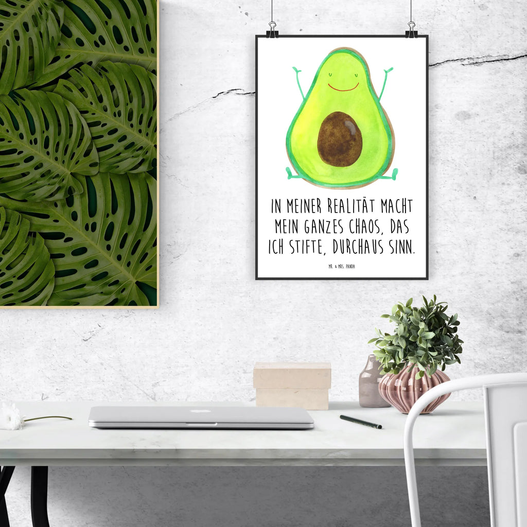 Poster Avocado Glücklich Poster, Wandposter, Bild, Wanddeko, Küchenposter, Kinderposter, Wanddeko Bild, Raumdekoration, Wanddekoration, Handgemaltes Poster, Mr. & Mrs. Panda Poster, Designposter, Kunstdruck, Posterdruck, Avocado, Veggie, Vegan, Gesund, Chaos