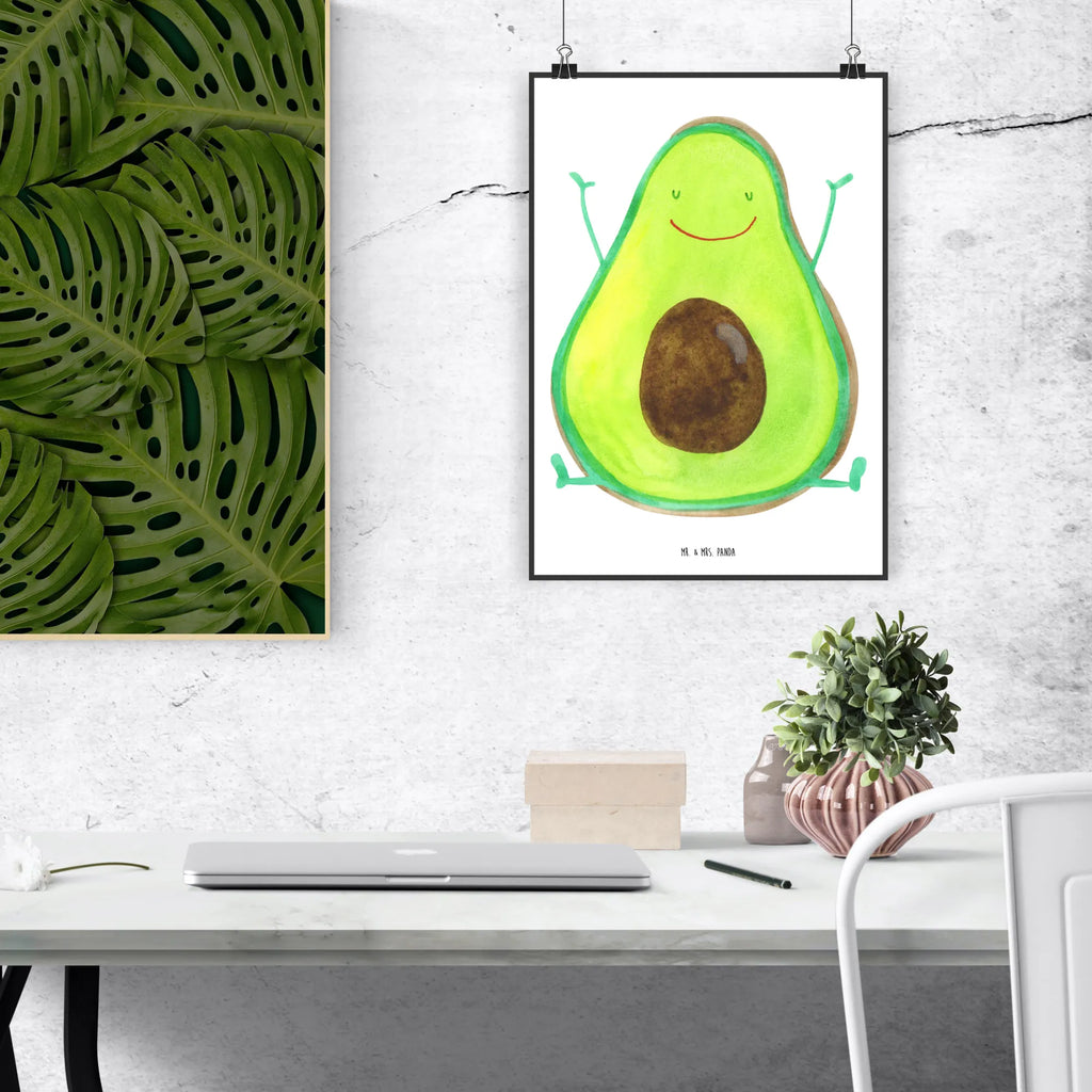 Poster Avocado Glücklich Poster, Wandposter, Bild, Wanddeko, Küchenposter, Kinderposter, Wanddeko Bild, Raumdekoration, Wanddekoration, Handgemaltes Poster, Mr. & Mrs. Panda Poster, Designposter, Kunstdruck, Posterdruck, Avocado, Veggie, Vegan, Gesund, Chaos