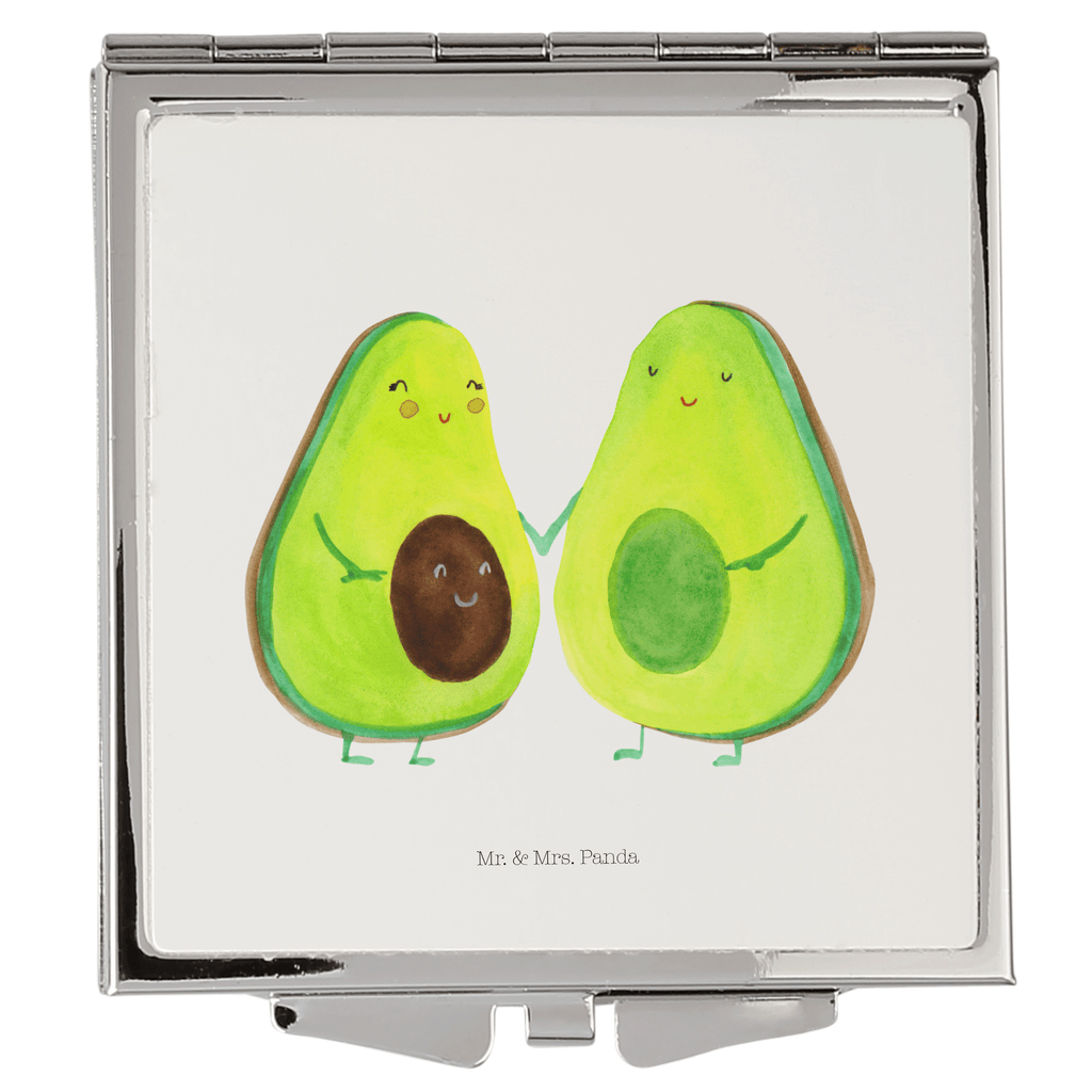 Handtaschenspiegel quadratisch Avocado Pärchen Spiegel, Handtasche, Quadrat, silber, schminken, Schminkspiegel, Avocado, Veggie, Vegan, Gesund, Avocuddle, Liebe, Schwangerschaft, Familie, Babyshower, Babyparty, Hochzeit, Kinder, Avocados, Geburt